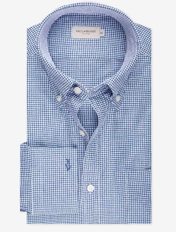 Houndstooth Buttondown Shirt Blue