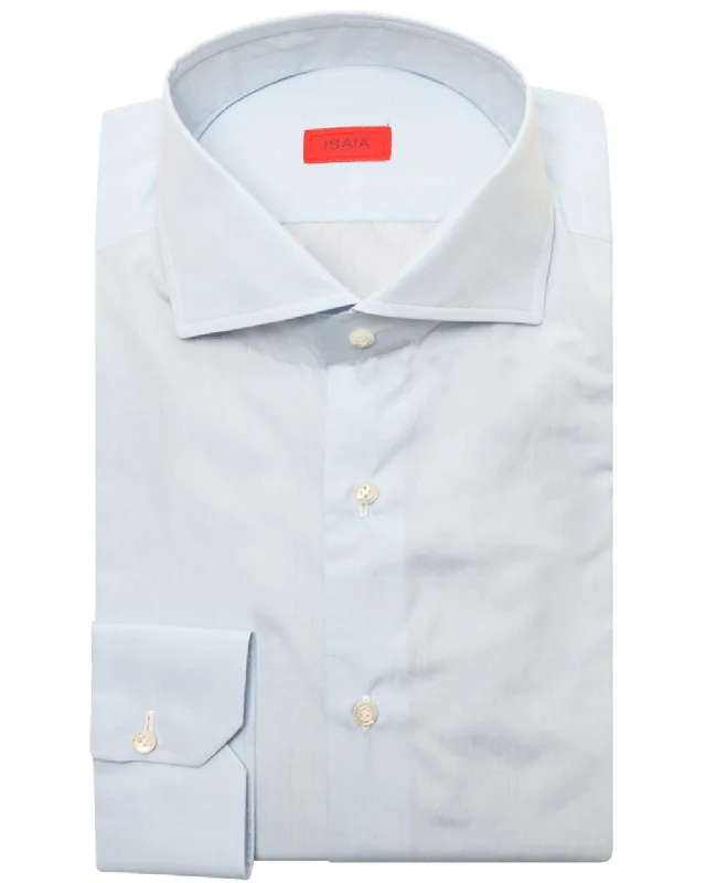 Light Blue Solid Cotton Dress Shirt