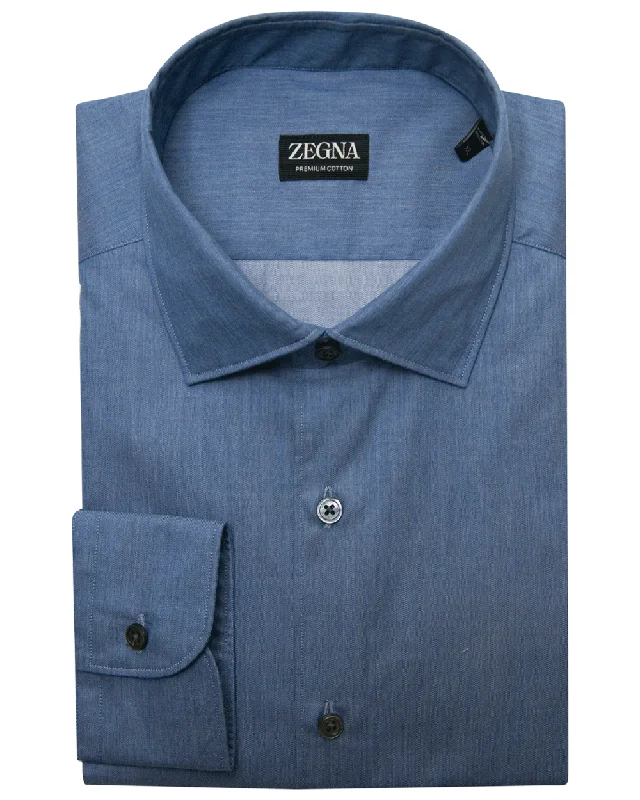 Brushed Blue Cotton Sportshirt