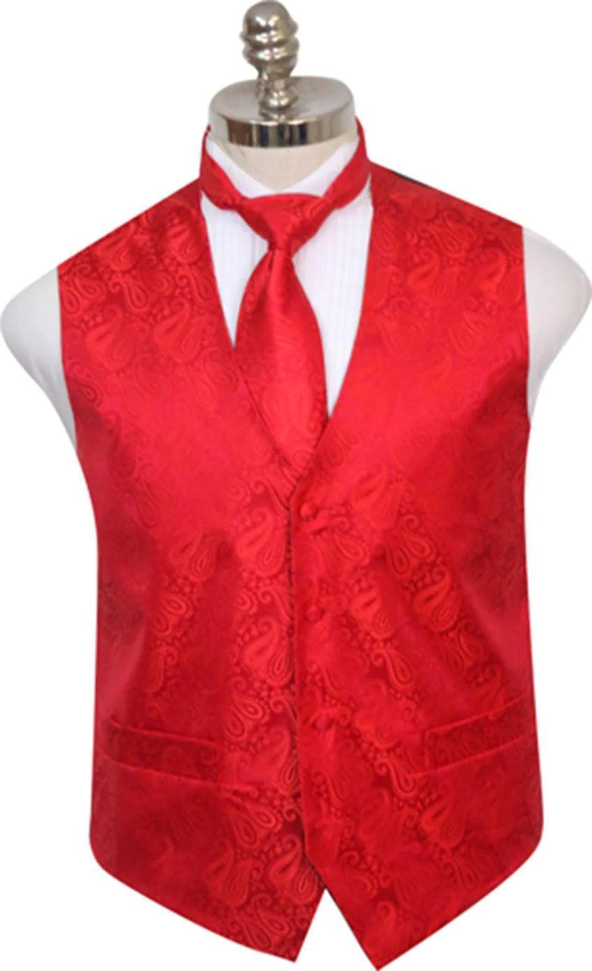 Red Paisley Formal Vest Set