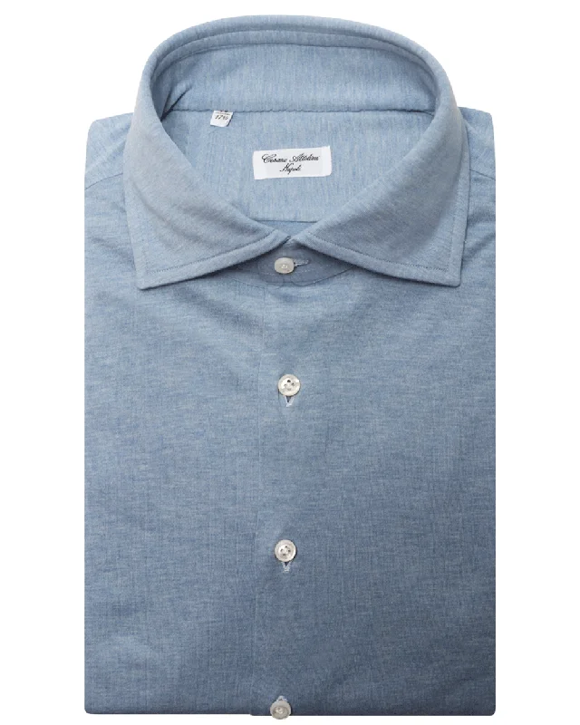 Light Blue Knit Cotton Sportshirt