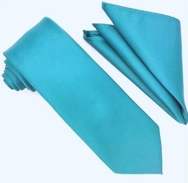 Teal Tie and Hanky Set