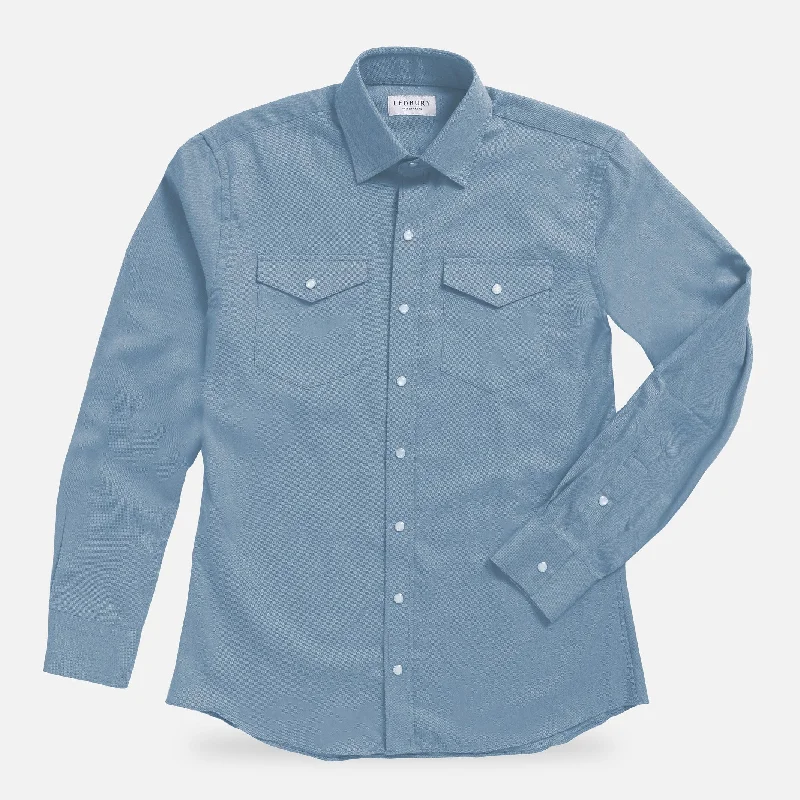 The Bay Blue Malone Washed Twill with Pearl Snaps Custom Shirt