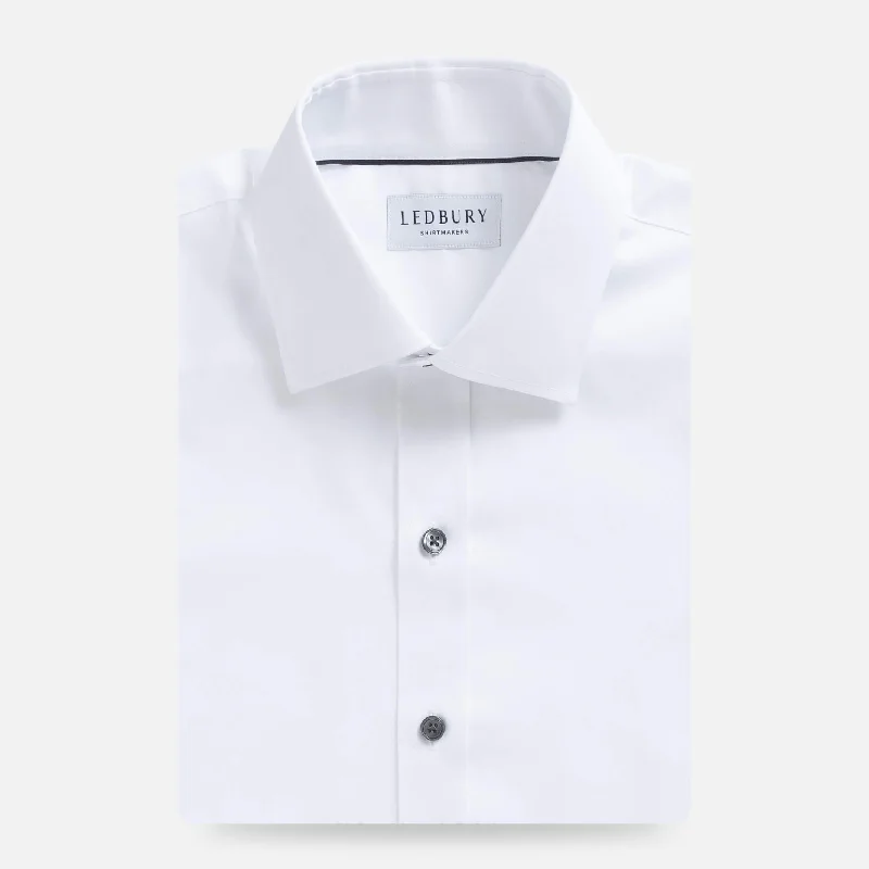 The White Madison Fine Twill with Smoke Buttons Custom Shirt