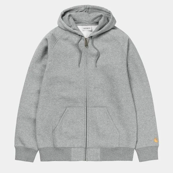 Carhartt WIP Hooded Chase Fleece Jacket Grey Heather - Gold