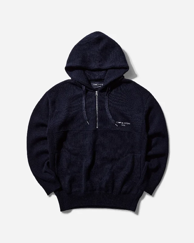 Men's 1/2 Zip Wool Hoodie Navy