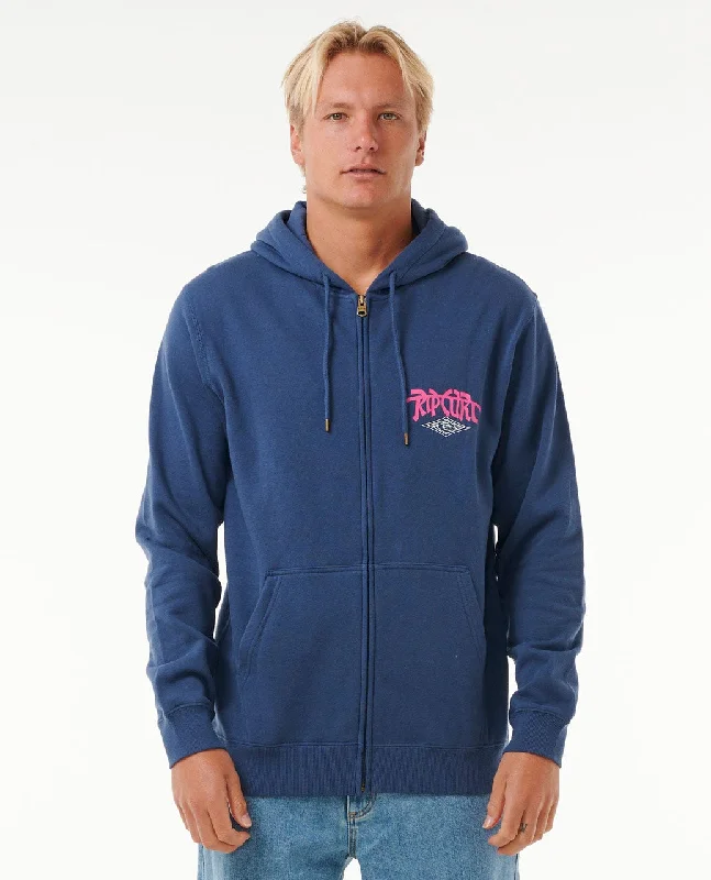 Rip Curl Shred Till Dead Zip Hooded Sweatshirt-Washed Navy