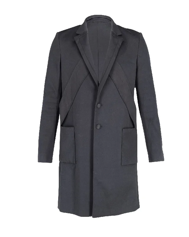 Balenciaga Single-Breasted Long Coat in Black Cotton