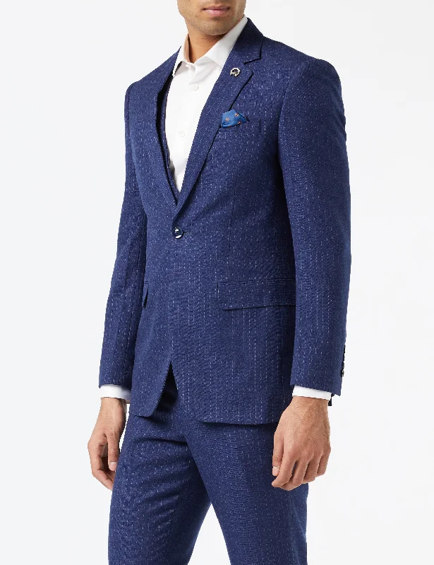 BLUE PINSTRIPE SINGLE BREASTED JACKET & WAISTCOAT