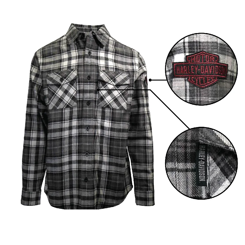 Branded  Men's Grey White Plaid L/S Woven Shirt (S03)