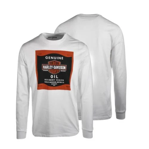 Branded Men's T-Shirt White Genuine Oil Can Long Sleeve (S38)