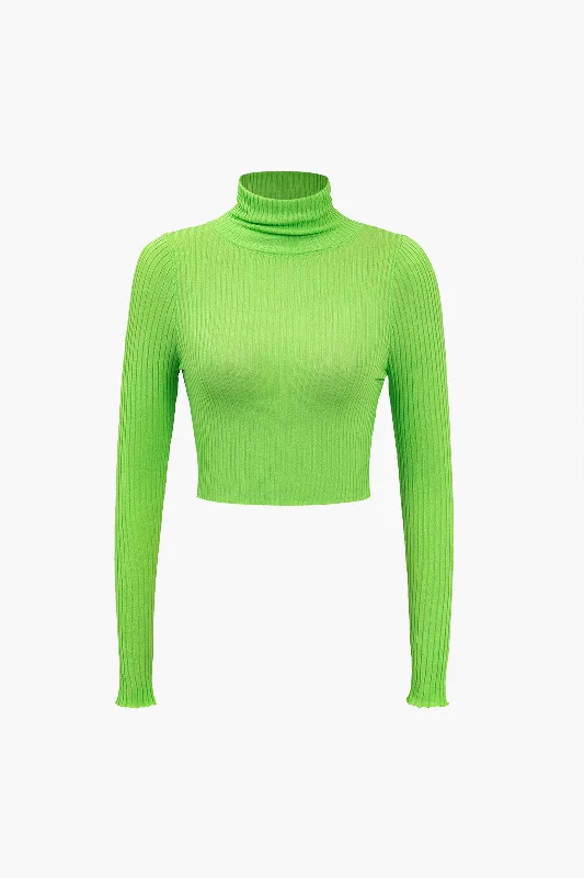 Basic Solid Cropped Long Sleeve Pullover Top