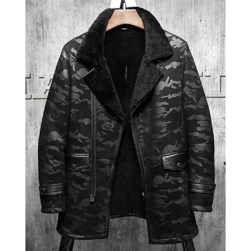 New Mens B3 Pilot Men’s Fur Coat Long Coat