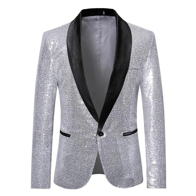 The Crystal Slim Fit Blazer Suit Jacket - Platinum