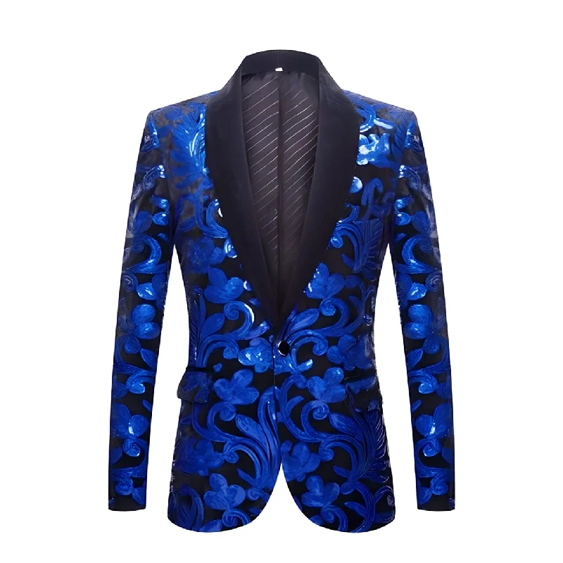 The Latimer Sequin Slim Fit Blazer Suit Jacket - Cobalt Blue