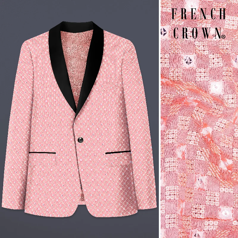 Turkish Pink Embroidered Tuxedo Blazer