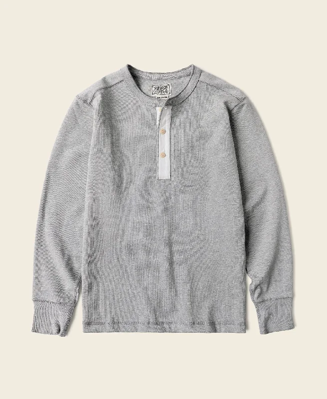 Vintage Long Sleeve Henley Shirt - Gray