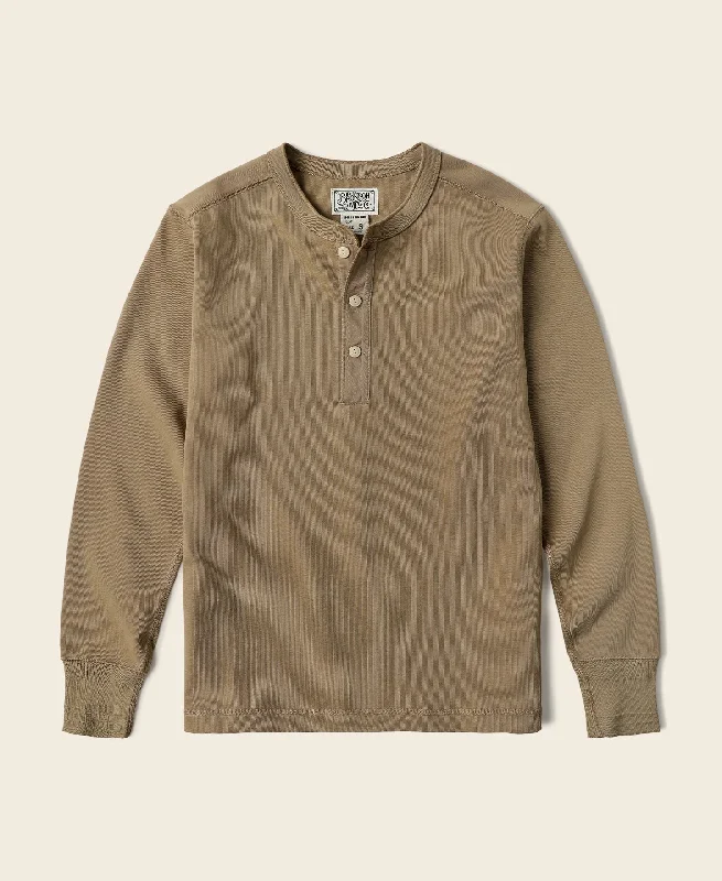 Vintage Long Sleeve Henley Shirt - Khaki