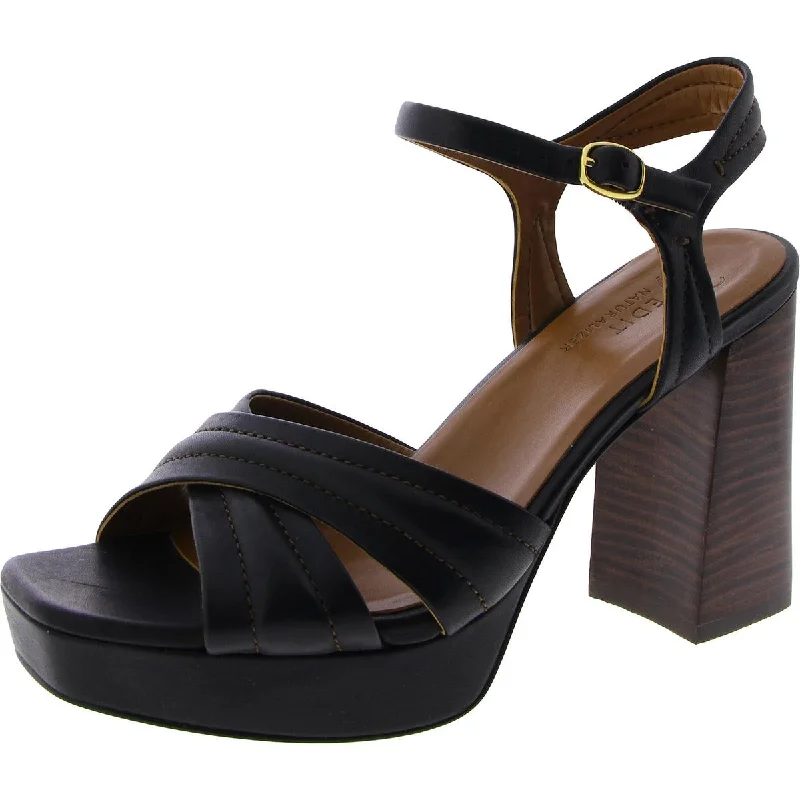Plus Size Women's Wide - Width Platform Sandals in Black for Added Comfort and Height27 Edit Womens Jaime Buckle Ankle Strap Block Heel