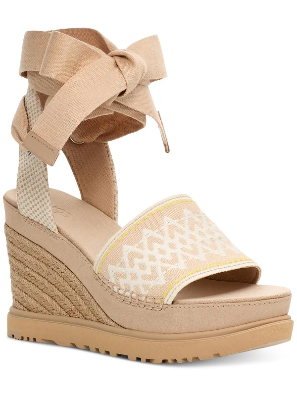 Women's Sandals with a Glitter - Coated Strap in Gold for a Sparkly Summer OutfitAbbot Womens Canvas Lace-Up Espadrille Heels