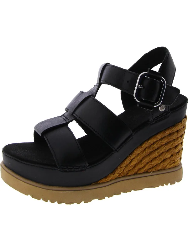 Women's Ankle - Strap Sandals with a Block Heel in Red for a Sophisticated StyleAbbot Womens Leather Ankle Strap Wedge Sandals