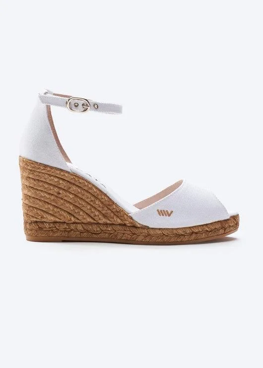 Orthopedic Women's Sandals with Arch Support in Gray for Foot HealthAiguafreda Limited Edition Canvas Espadrille Sandal Wedges