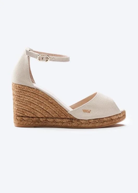 Elastic - Strap Women's Sandals with a Padded Toe in Teal for Easy On - and - OffAiguafreda Canvas Espadrille Sandal Wedges