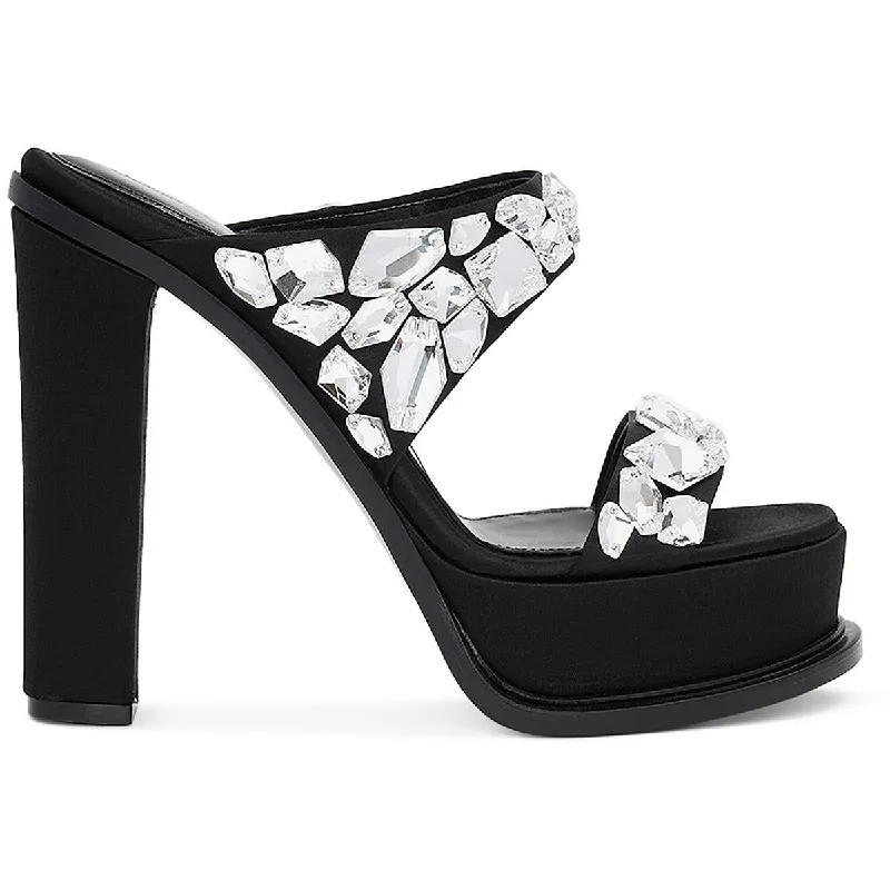 Adjustable Strap Women's Sandals with a Padded Heel in Pink for a Custom FitAlexander McQueen Womens Satin Jeweled Heels