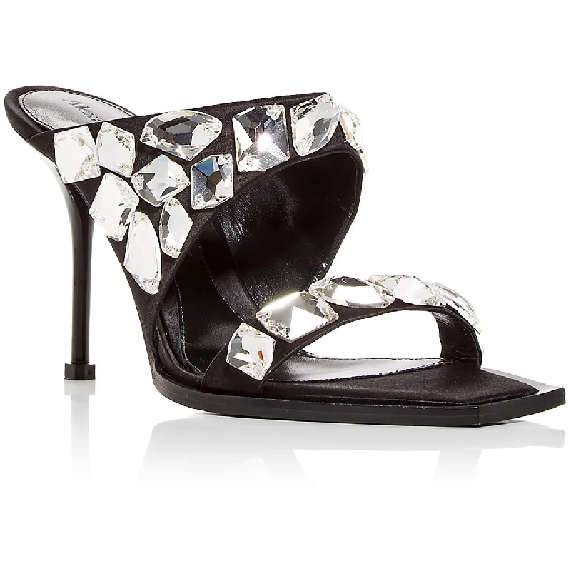 Women's Sandals with a Glitter - Coated Strap in Gold for a Sparkly Summer OutfitAlexander McQueen Womens Slip On Open Toe Heels