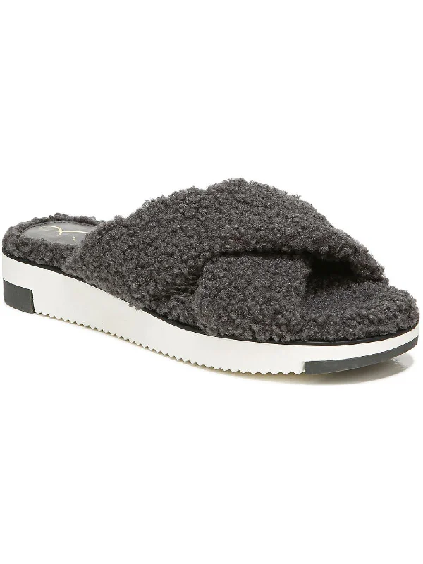 Plus Size Women's Wide - Width Platform Sandals in Black for Added Comfort and HeightAlice Womens Faux Fur Slippers Slide Sandals