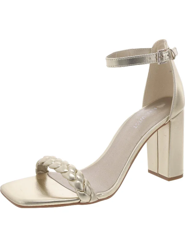 Women's Strappy Gladiator Sandals with Buckle Closures in Tan for a Boho LookAllha 3 Womens Faux Leather Ankle Strap Heels