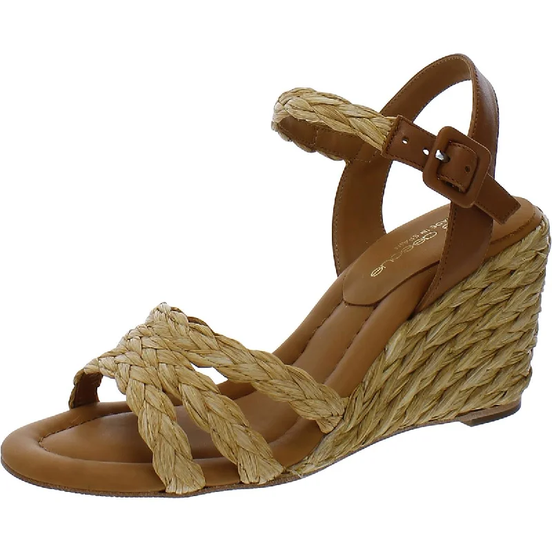 Shock - Absorbing Women's Sandals with a Soft Insole in Black for Active LifestylesAndré Assous Womens Milena Woven Leather Wedge Sandals