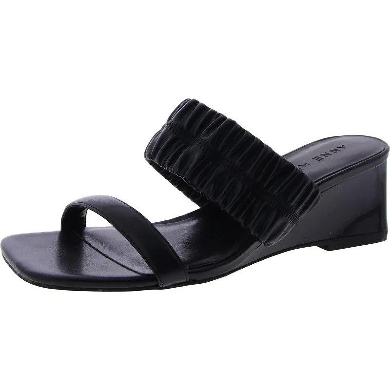 Anti - Slip Women's Sandals with a Grooved Sole in Green for Outdoor AdventuresAnne Klein Womens Double Strap Open Toe Wedge Sandals
