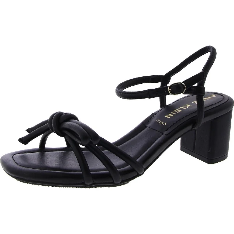 Women's Rhinestone - Embellished Open - Toe Sandals in Silver for a Glamorous Party LookAnne Klein Womens Faux Leather Slingback Block Heel