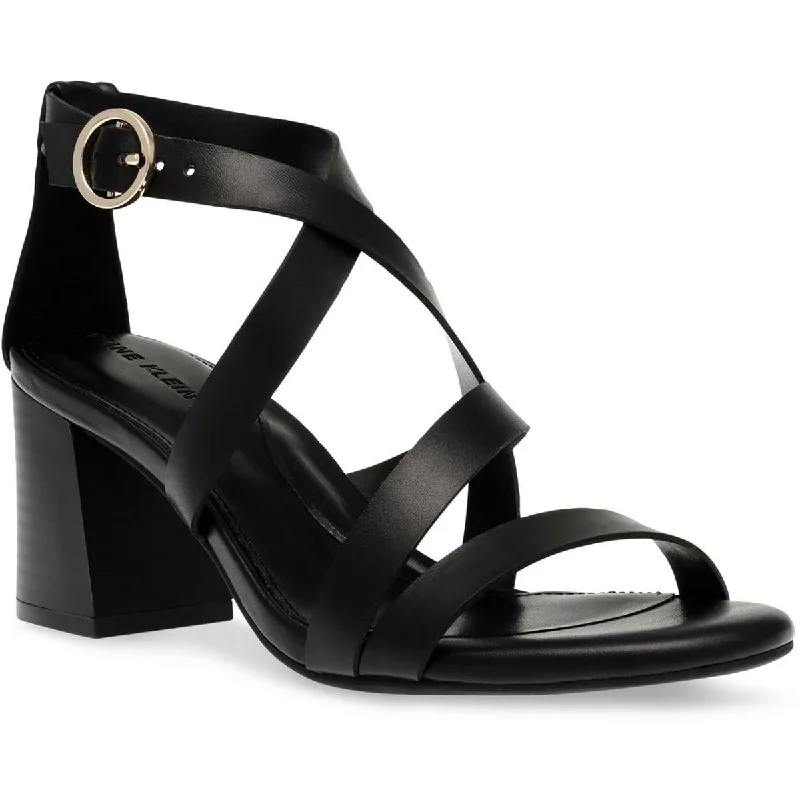 Women's Ankle - Strap Sandals with a Block Heel in Red for a Sophisticated StyleAnne Klein Womens Rowen Faux Leather Buckle Strappy Sandals