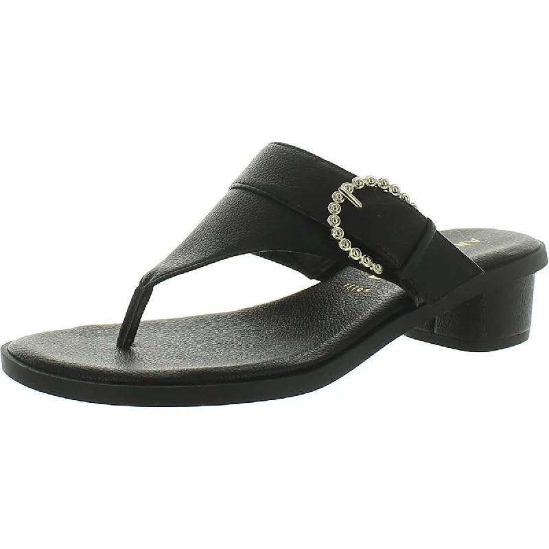 Women's Leather - Strapped Sandals with a Braided Detail in Brown for a Rustic AppealAnne Klein Womens TILLIE  Thong Sandals