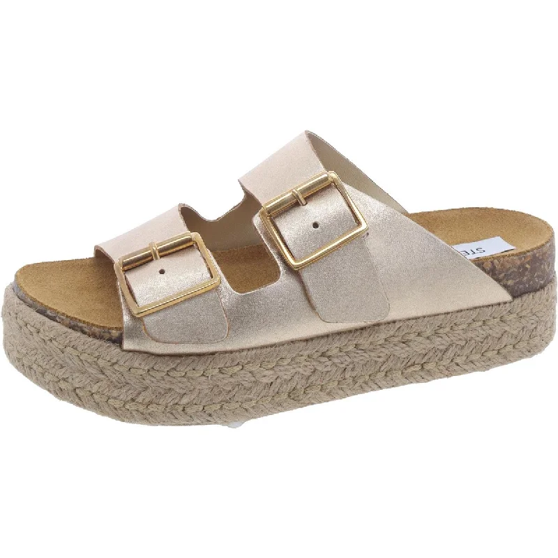 Women's Flat Slide Sandals with a Memory Foam Insole in White for All - Day ComfortAnnika Womens Epadrille Leather Footbed Sandals