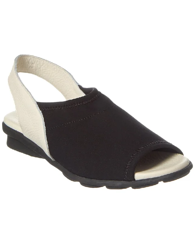 Plus Size Women's Wide - Width Platform Sandals in Black for Added Comfort and HeightArche Dajac Leather-Trim Sandal