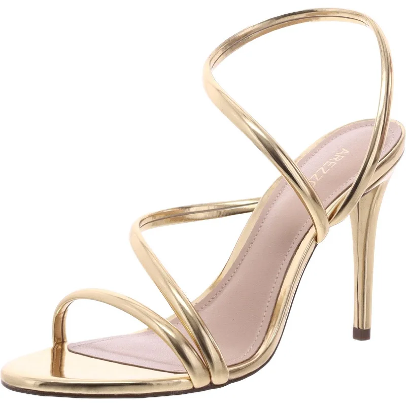 Women's Sandals with a Wedge Heel and a Tassel Detail in Orange for a Trendy LookArezzo Womens Sandalia Salto Alto Metallic Dressy Strappy Sandals