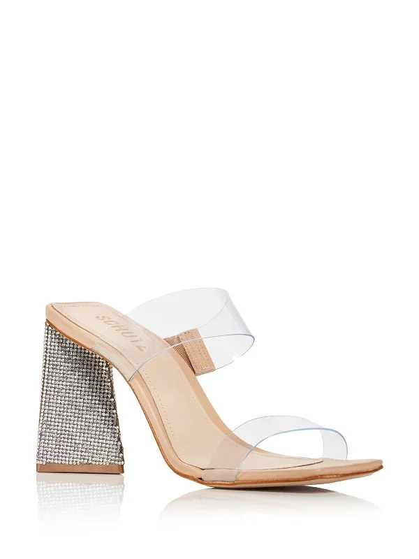 Shock - Absorbing Women's Sandals with a Soft Insole in Black for Active LifestylesAriellen Womens Embellished Block Heel Slide Sandals