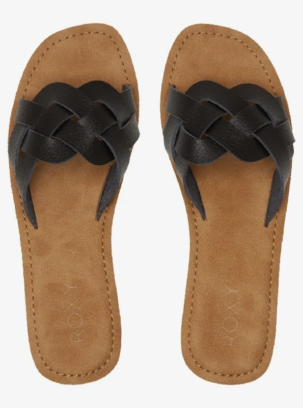 Sustainable Women's Recycled Material Sandals in Beige for Eco - Conscious ShoppersRoxy Sandals Woman Vegan Friendly Braided Slide