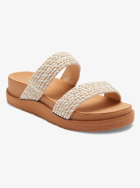 Plus Size Women's Wide - Width Platform Sandals in Black for Added Comfort and HeightRoxy Sandals Textile Two Strap Slide Sandal