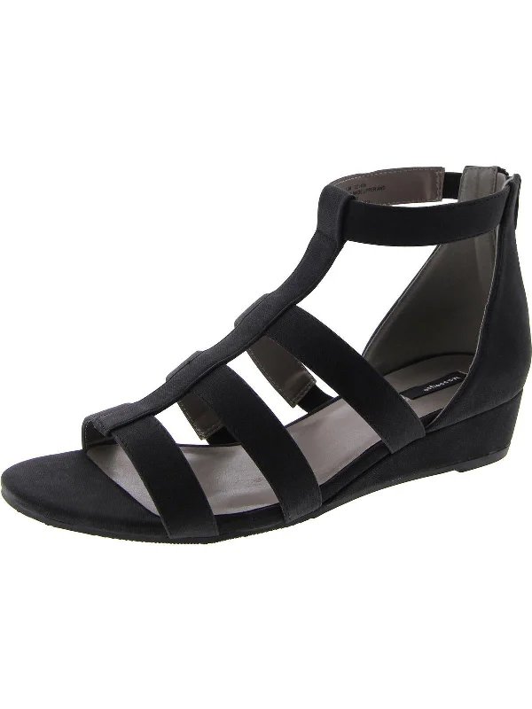 Lightweight Women's Mesh - Paneled Sandals in Yellow for BreathabilityAthena Womens Faux Leather Caged Wedge Sandals