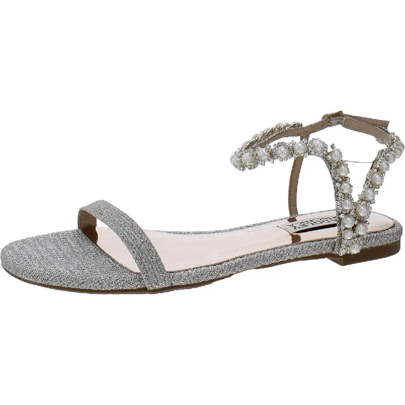 Child - Friendly Women's Sandals with a Secure Buckle in Purple for Moms on the GoBadgley Mischka Womens Klare Rhinestone Flat Ankle Strap