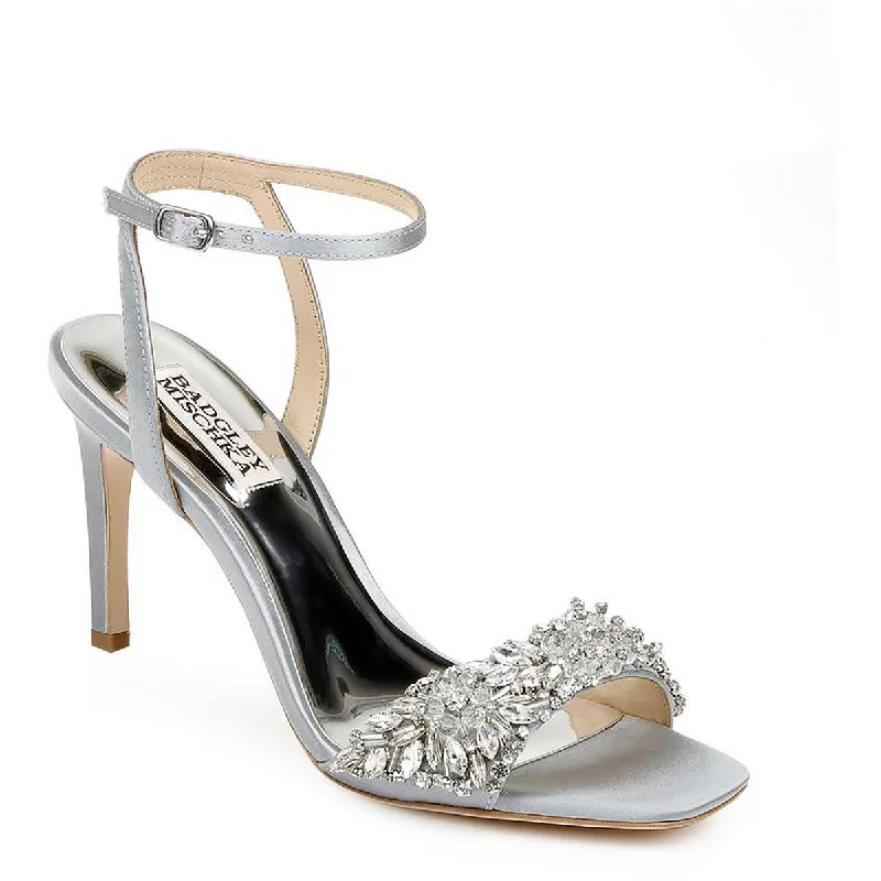 Women's Flat Slide Sandals with a Memory Foam Insole in White for All - Day ComfortBadgley Mischka Womens Rider Jeweled Heels
