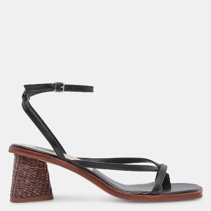 Plus Size Women's Wide - Width Platform Sandals in Black for Added Comfort and HeightBanita Sandals Black Leather