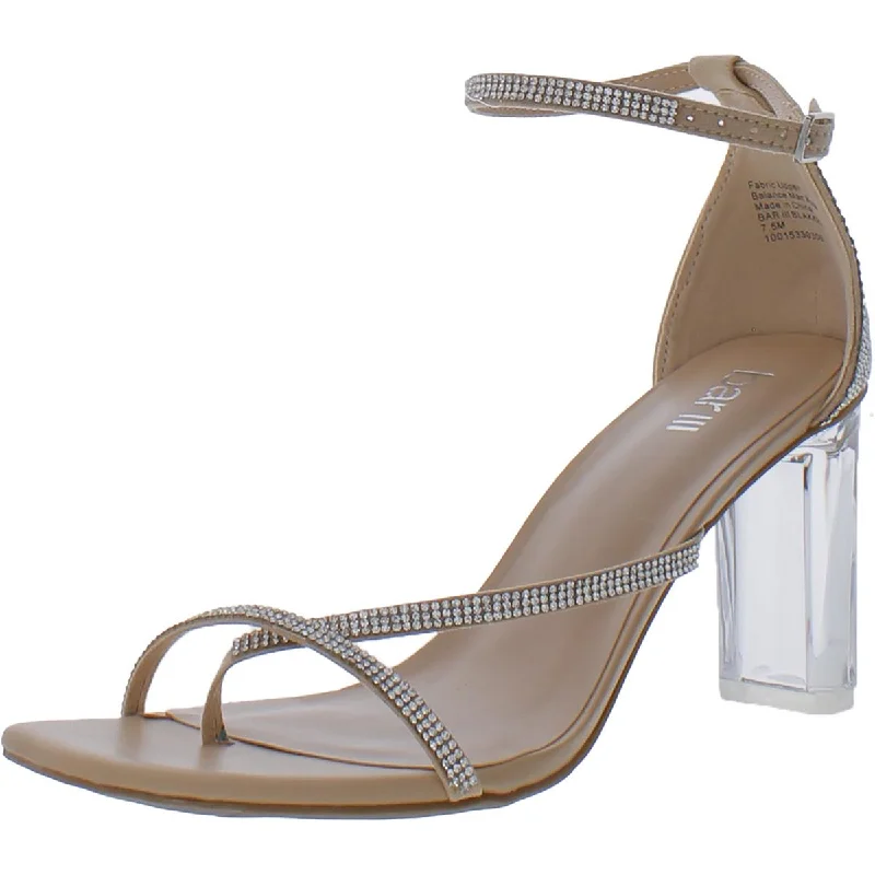 Women's Strappy Gladiator Sandals with Buckle Closures in Tan for a Boho LookBar III Womens Blakke 3 Rhinestone Ankle Strap Heels