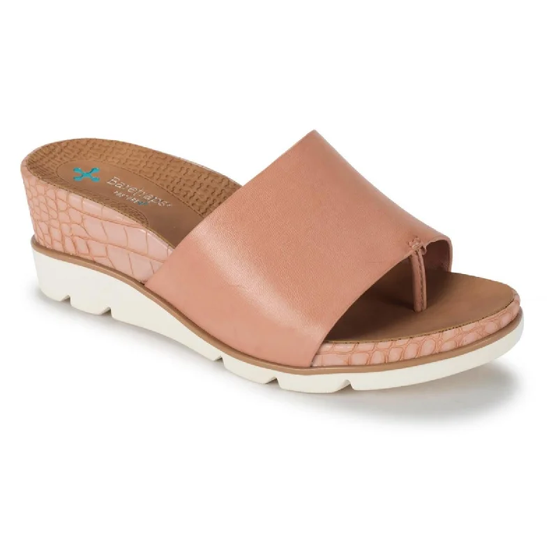 Waterproof Women's Rubber Beach Sandals with Arch Support in Blue for Water ActivitiesBaretraps Womens Leigha Faux Leather Slip On Wedge Sandals