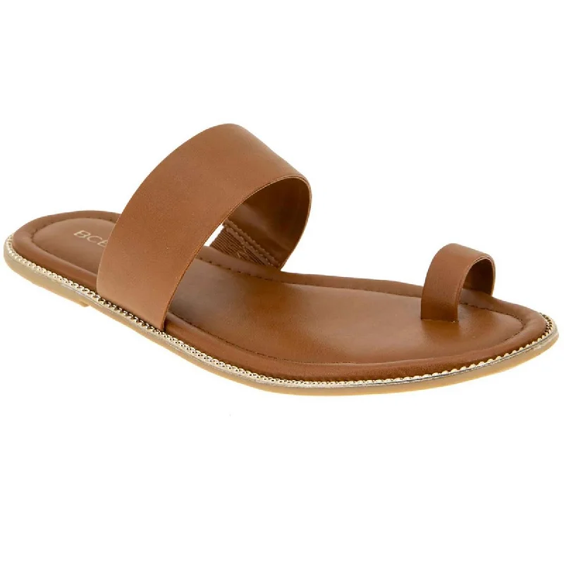 Elastic - Strap Women's Sandals with a Padded Toe in Teal for Easy On - and - OffBCBGeneration Womens Zulu Faux Leather Slip On Slide Sandals