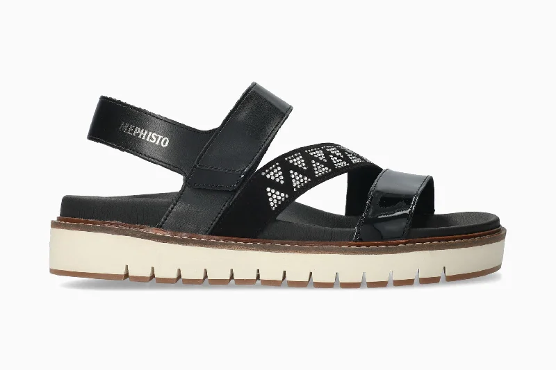 Lightweight Women's Mesh - Paneled Sandals in Yellow for BreathabilityBelize - Black